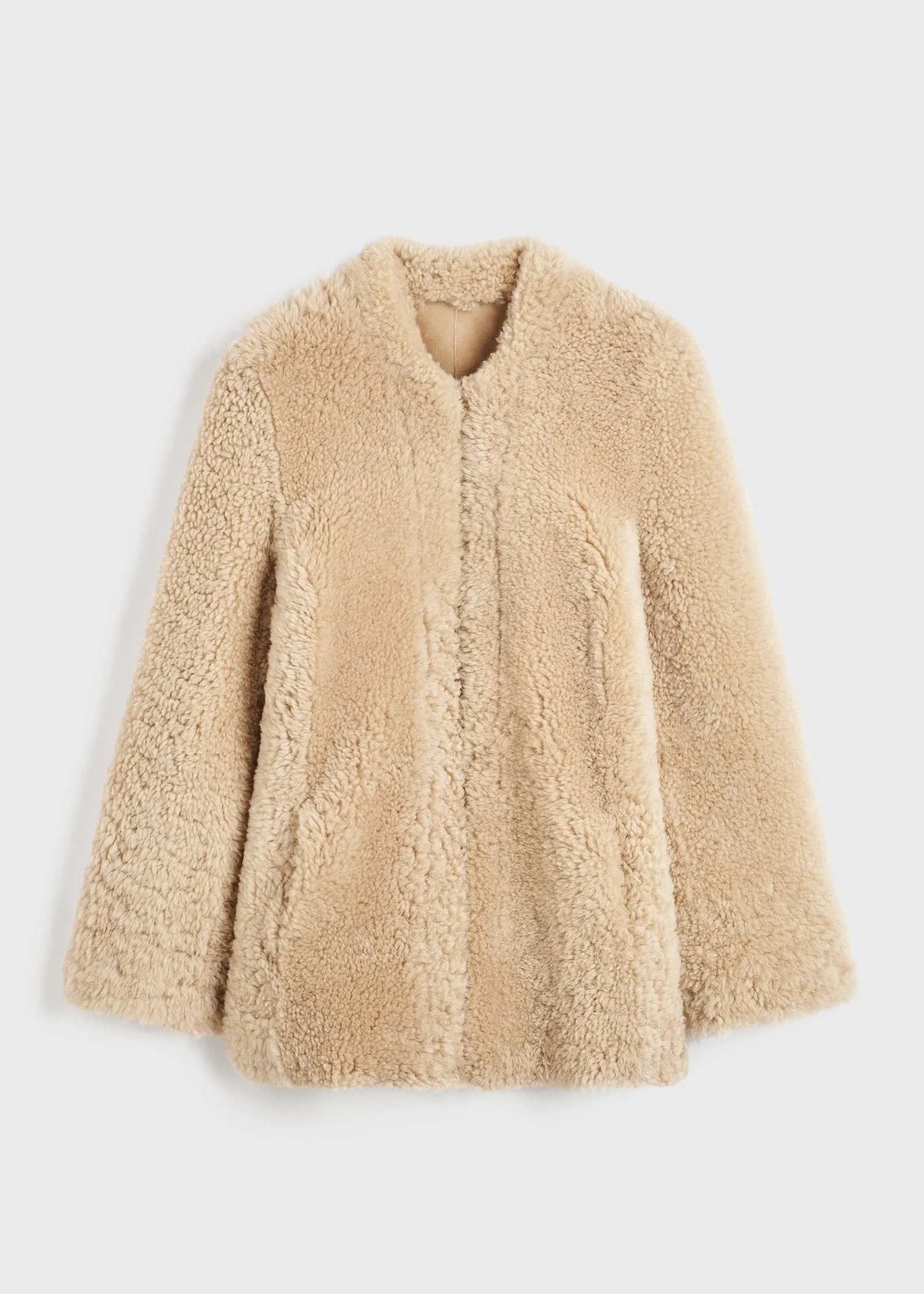 Cinched shearling jacket butter