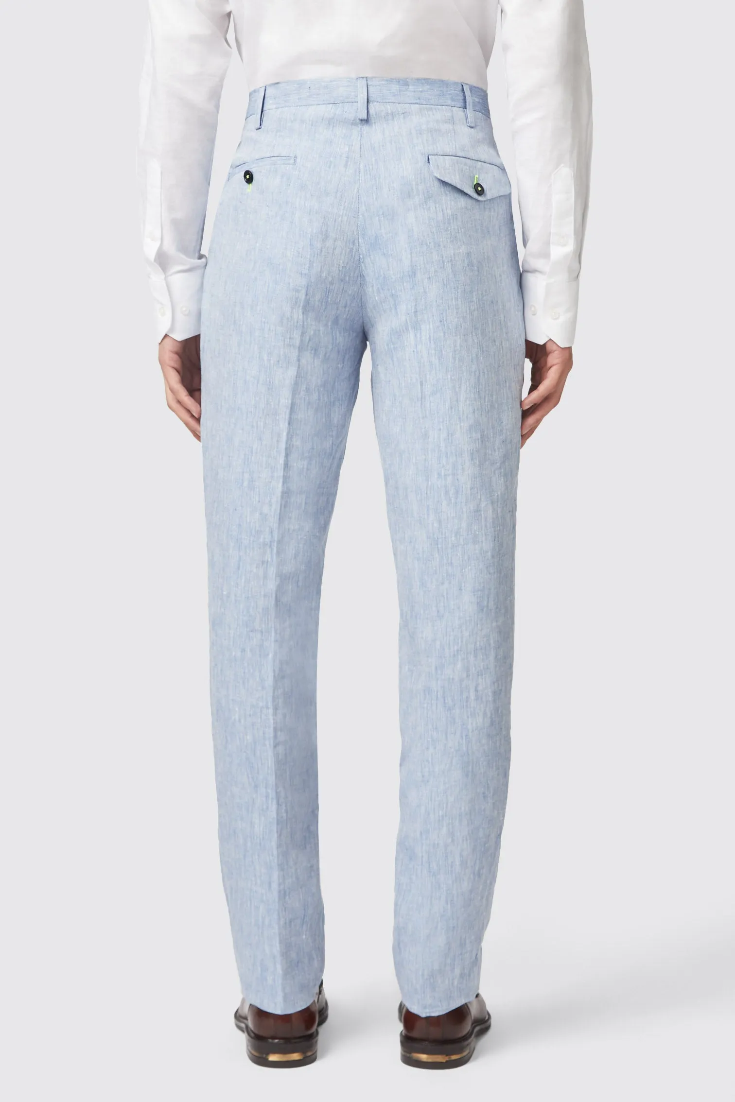 Claremont Slim Fit Blue Linen Trousers - ARCHIVE