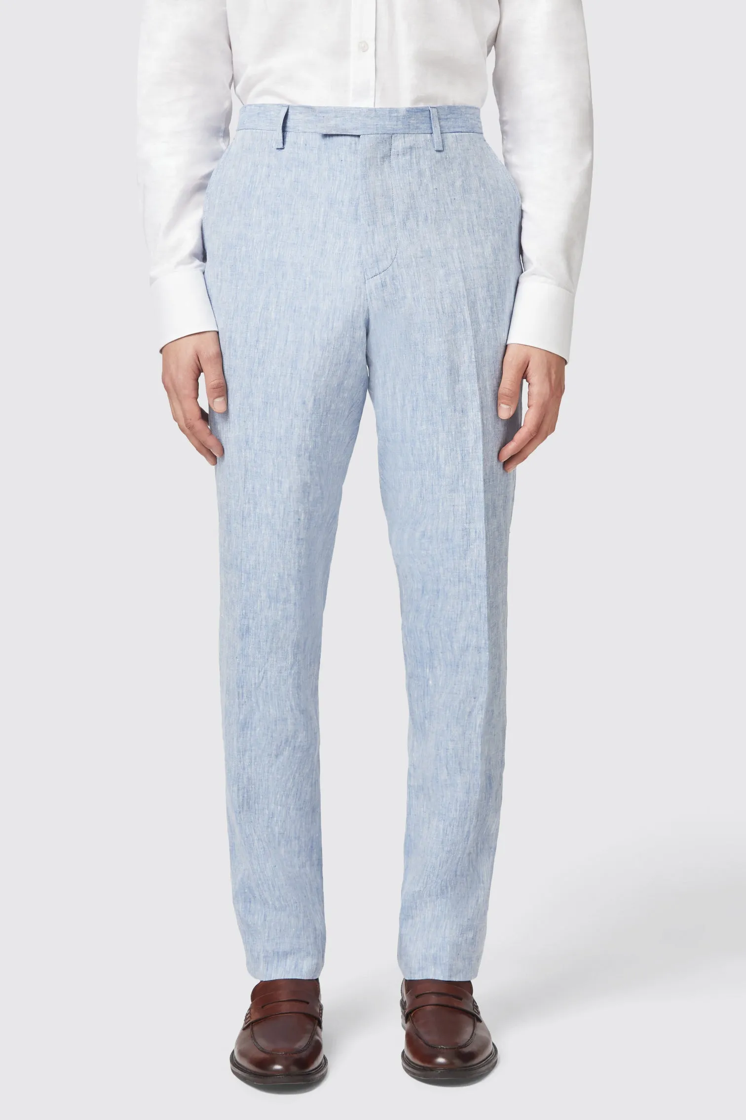 Claremont Slim Fit Blue Linen Trousers - ARCHIVE