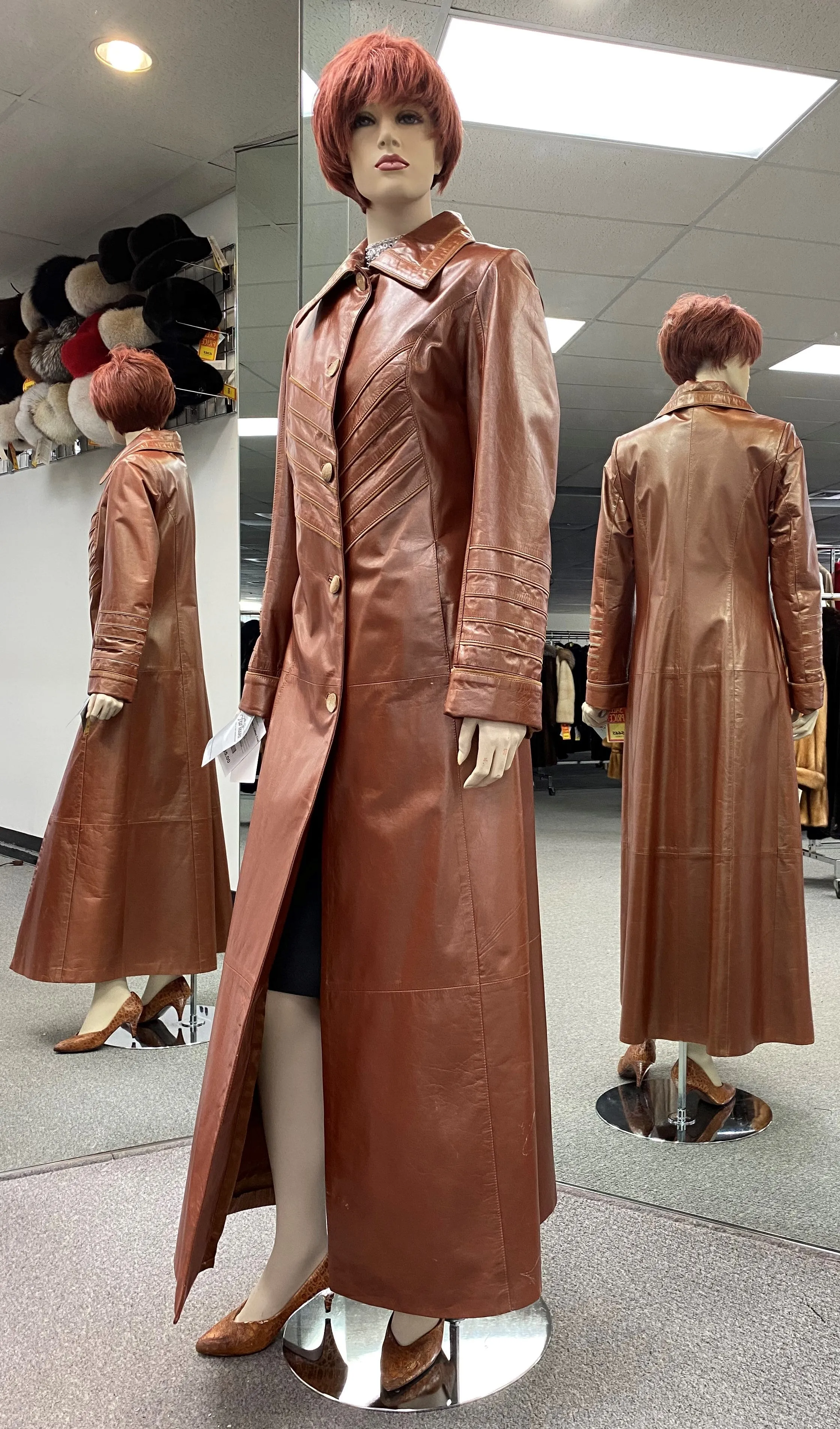 Cognac Brown Lamb Leather Coat