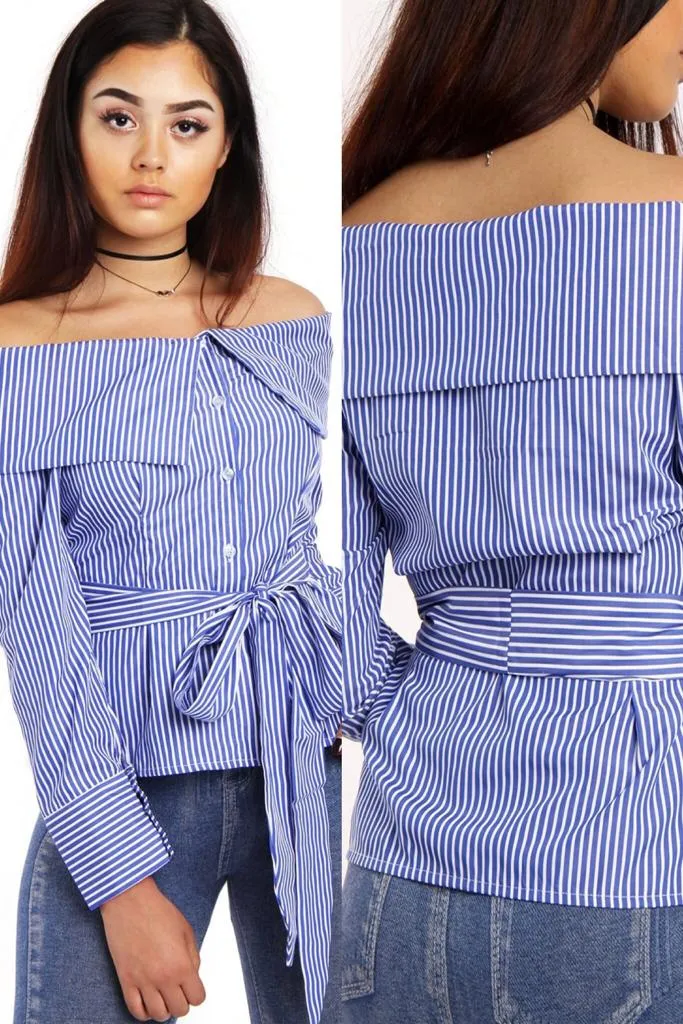 Cold Shoulder Big collar Shirt