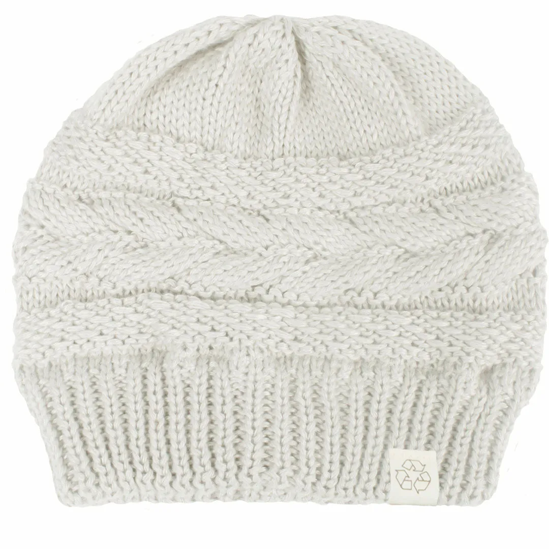 Comfy Cap Cable Knit Beanie Chemo Headwear Made From Recycled Water Bottles