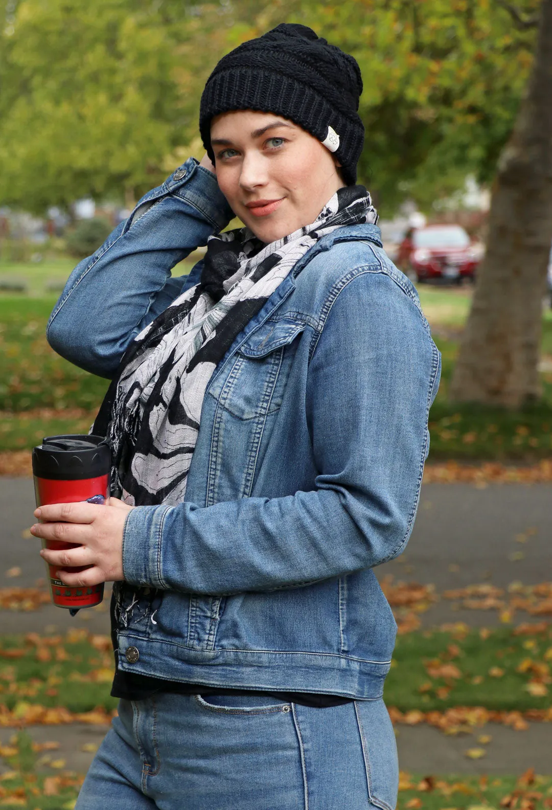 Comfy Cap Cable Knit Beanie Chemo Headwear Made From Recycled Water Bottles