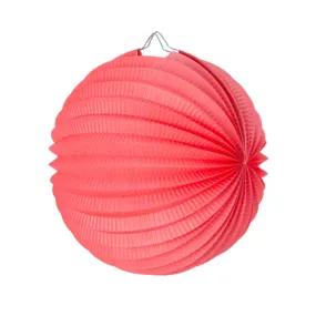 Coral Pleated Paper Lantern - 20cm