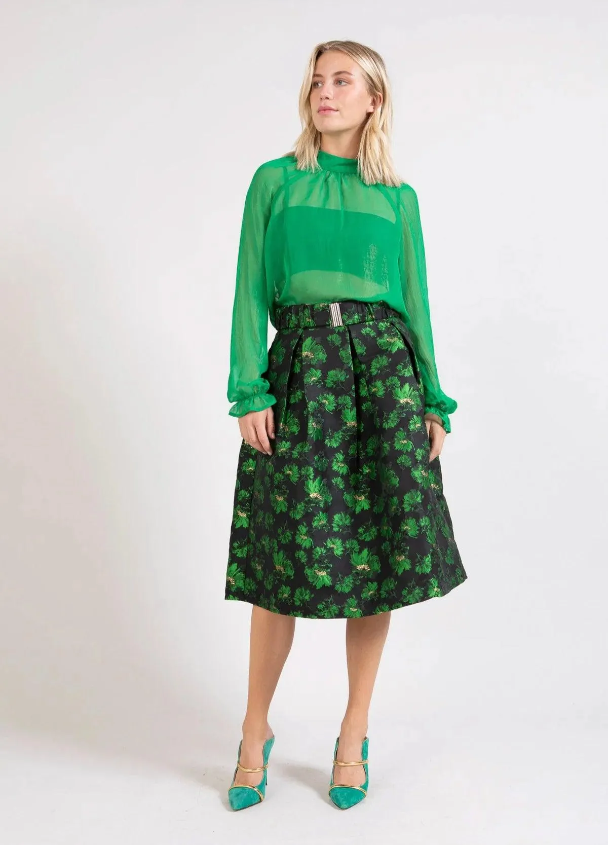 Coster Jacquard Skirt with Belt