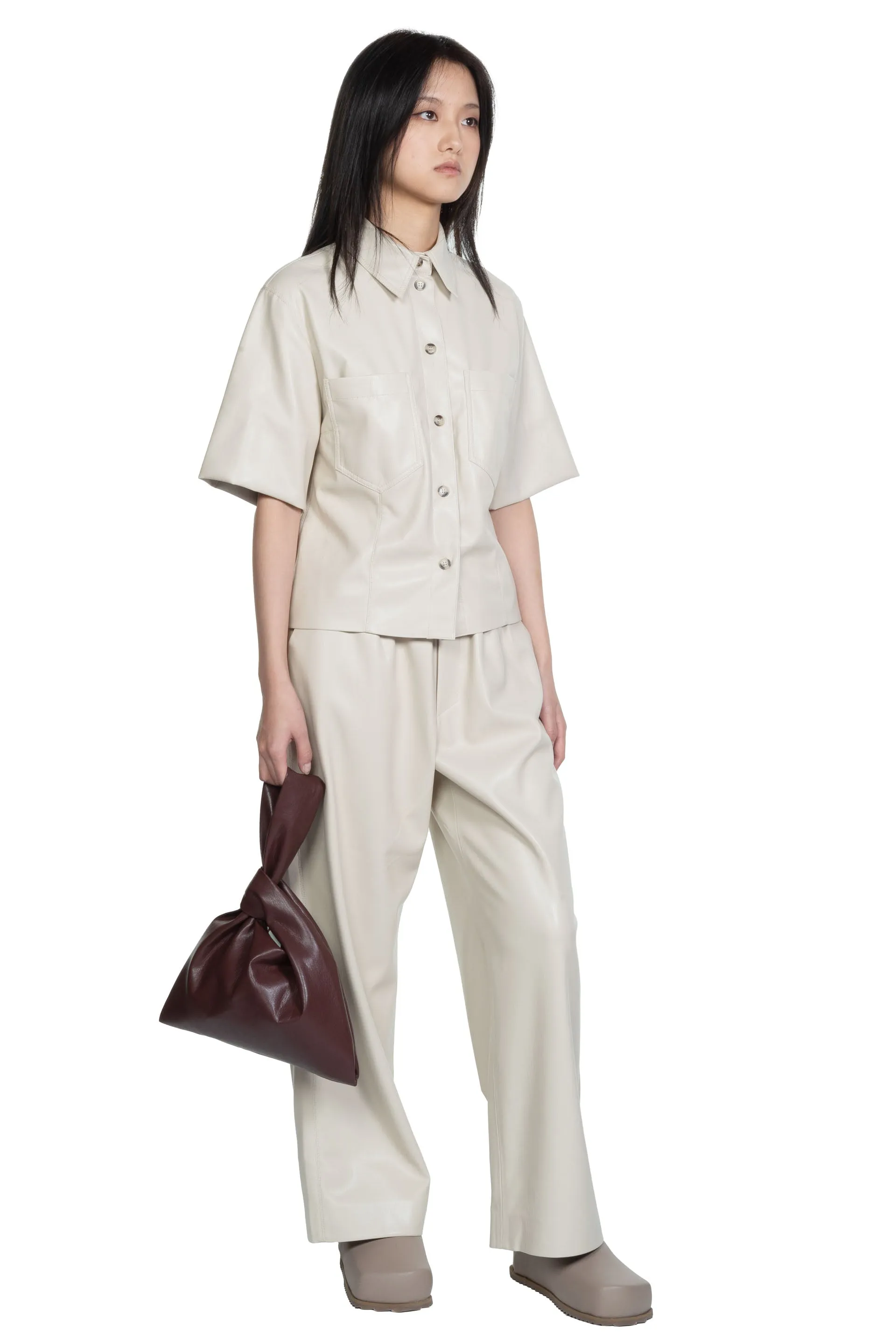 Creme Vegan Leather Odessa Trousers