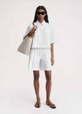 Cropped cotton-poplin shirt white