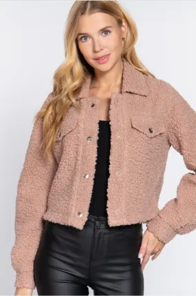 Cropped Sherpa Fleece Jackets - Assorted Colours