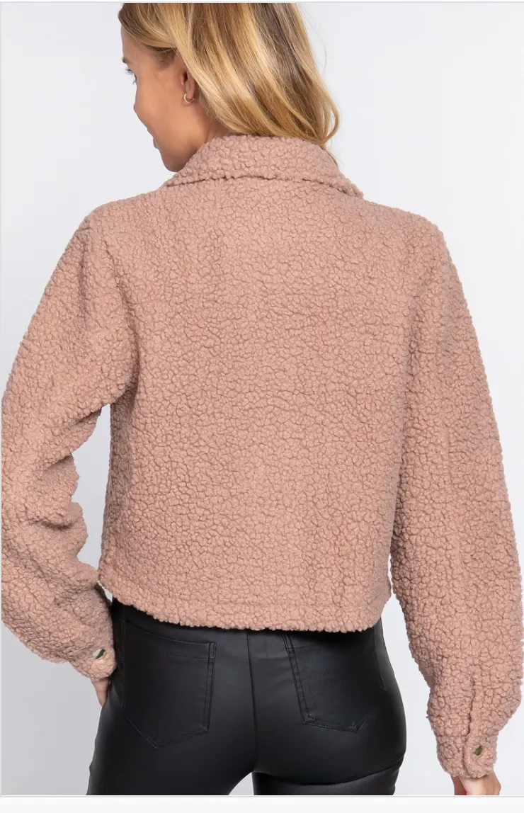 Cropped Sherpa Fleece Jackets - Assorted Colours