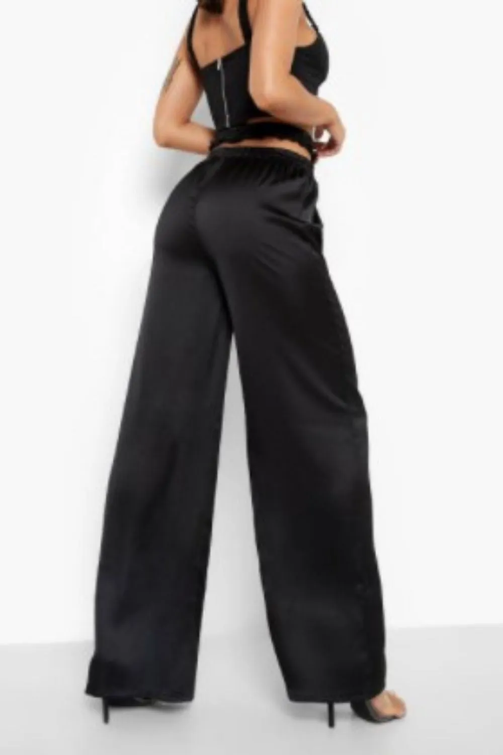 Cross Front Elasticated Belt Wide Leg Trouser