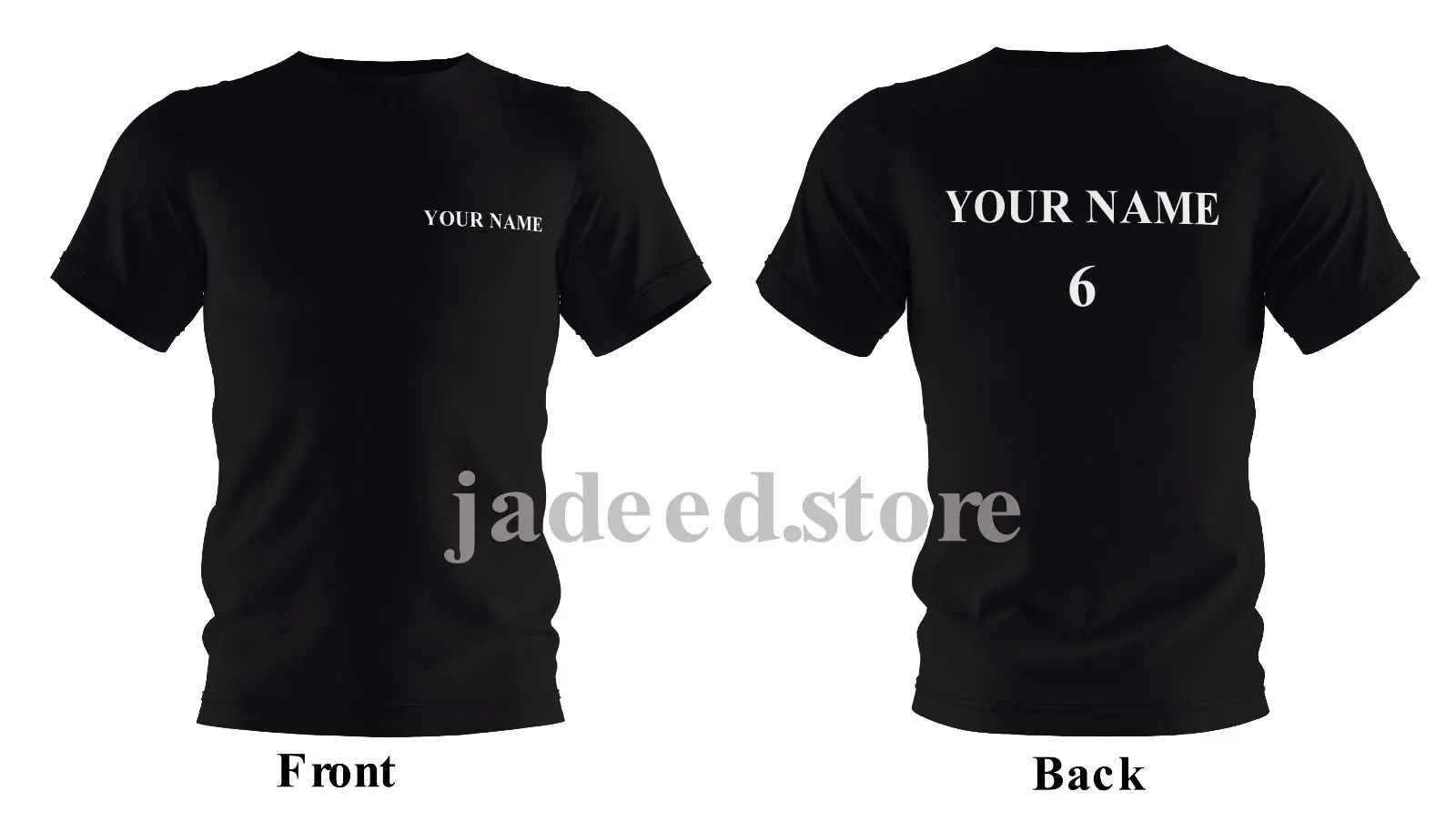 Customized T-Shirt Black/ Navy Blue Colour With Name in White Foil Printing on Two Side