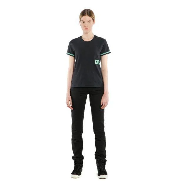 Dainese Casual Paddock Lady T-Shirt Black Aqua