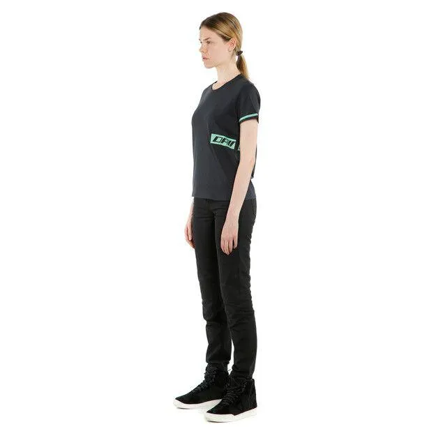 Dainese Casual Paddock Lady T-Shirt Black Aqua