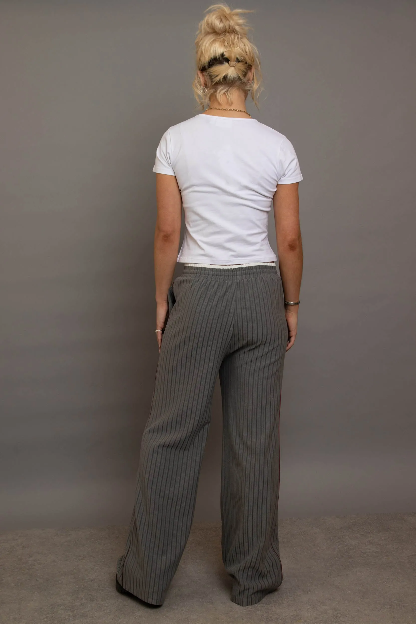 Daisy Street - Grey Pinstripe Wide Leg Trousers