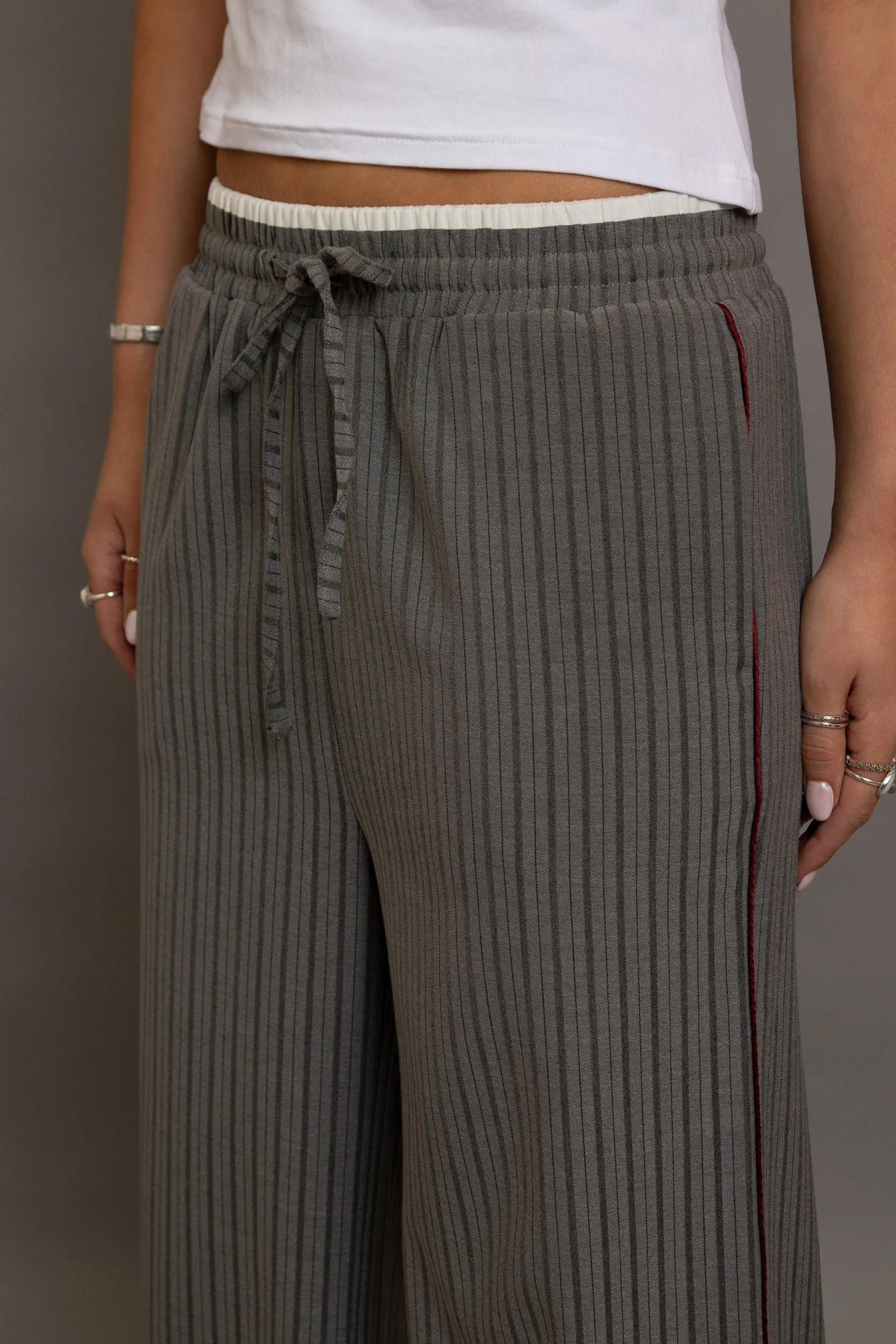 Daisy Street - Grey Pinstripe Wide Leg Trousers