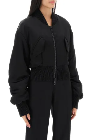 Dolce & Gabbana Charmeuse Bomber Jacket With Draped Sleeves