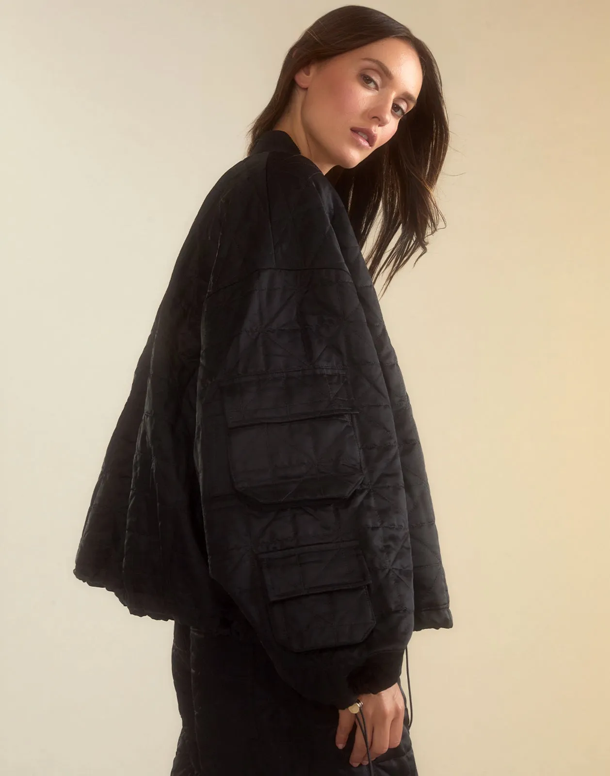 Downtown Quilted Bomber Jacket