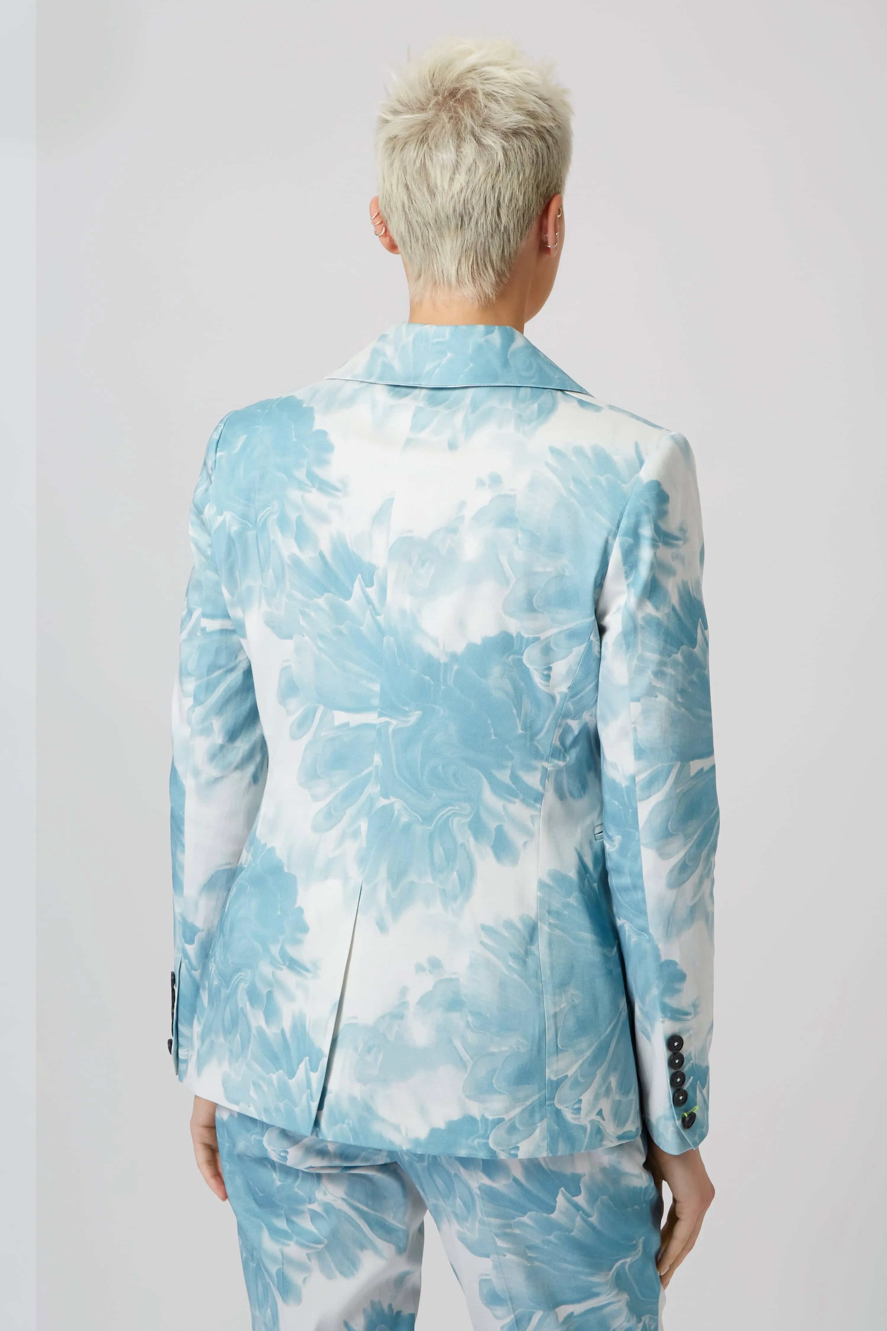 Dresden Skinny Fit Blue Floral Cotton Jacket - ARCHIVE