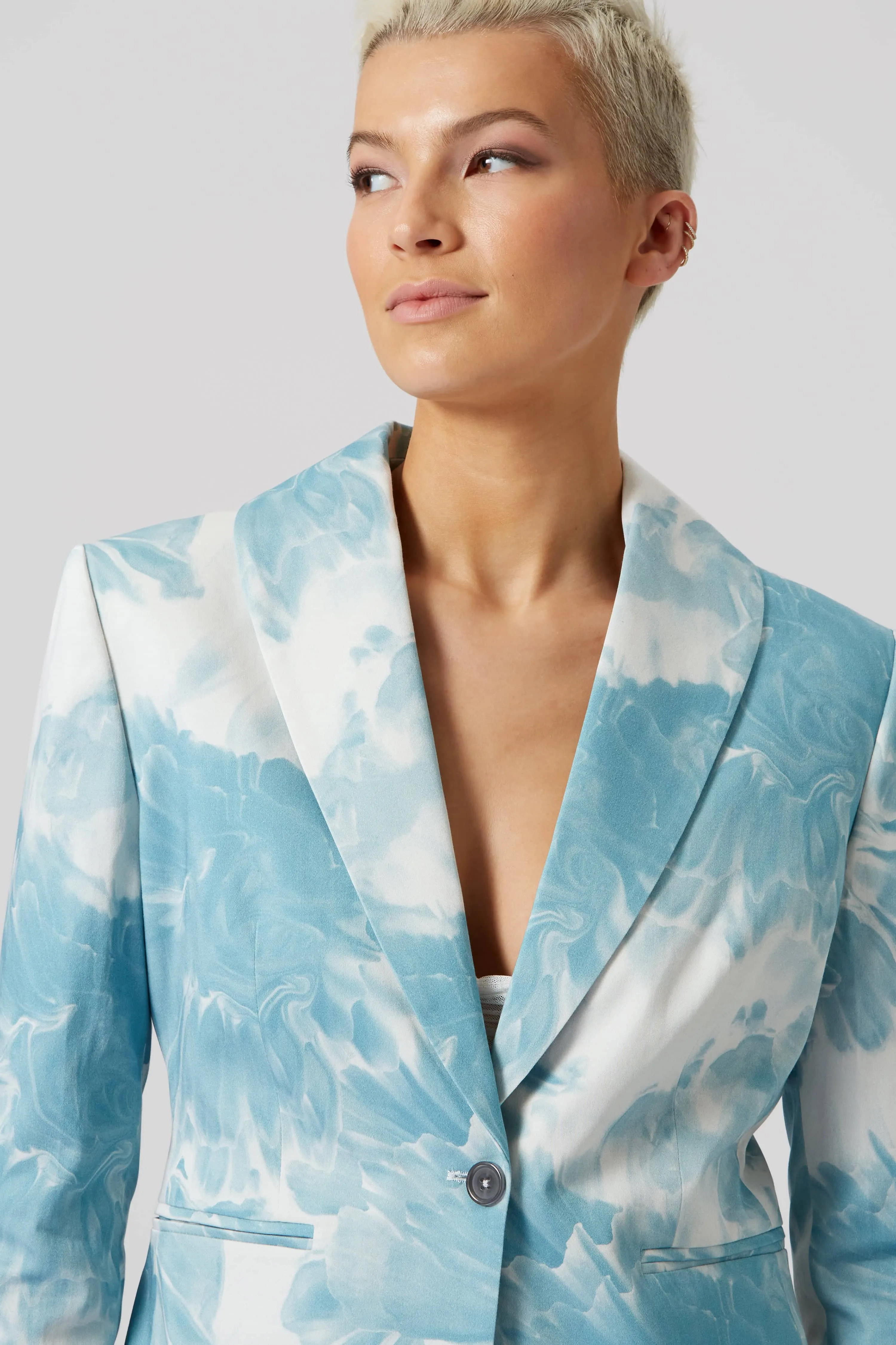 Dresden Skinny Fit Blue Floral Cotton Jacket - ARCHIVE