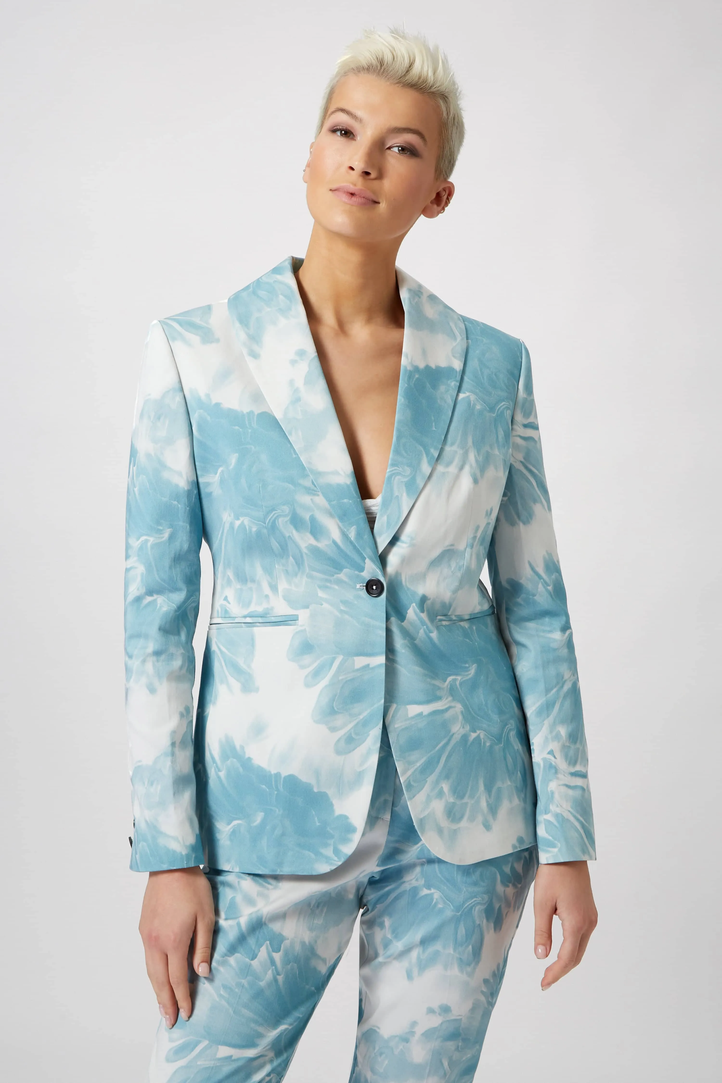 Dresden Skinny Fit Blue Floral Cotton Jacket - ARCHIVE