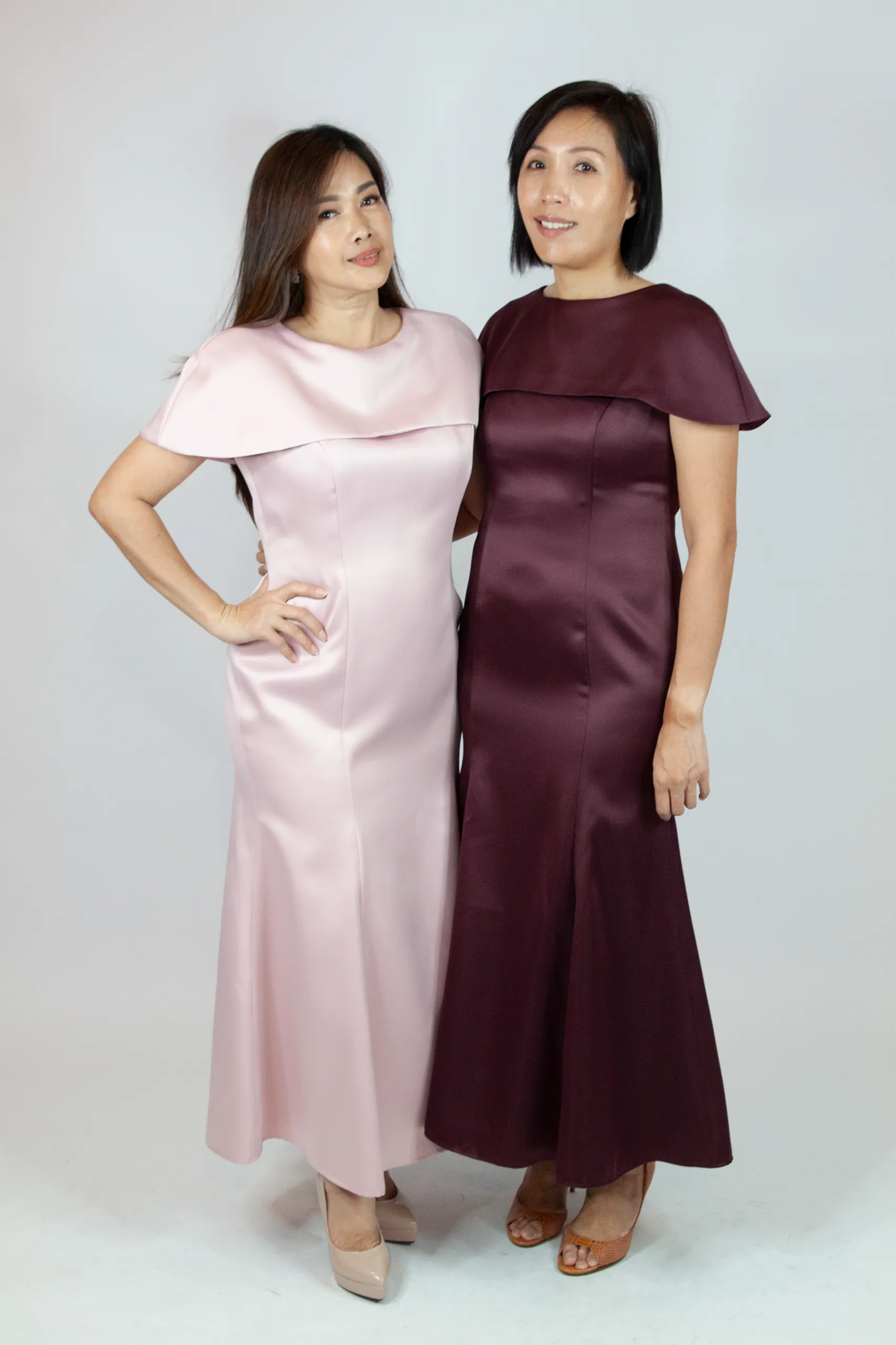 Duchess Satin Cape Dress