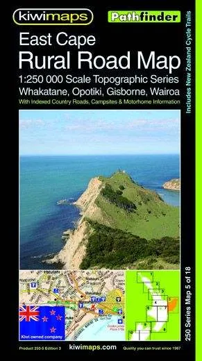 East Cape New Zealand Rural Road Map by Kiwimaps