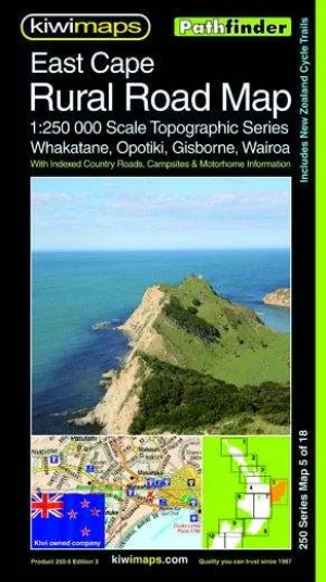 East Cape New Zealand Rural Road Map by Kiwimaps