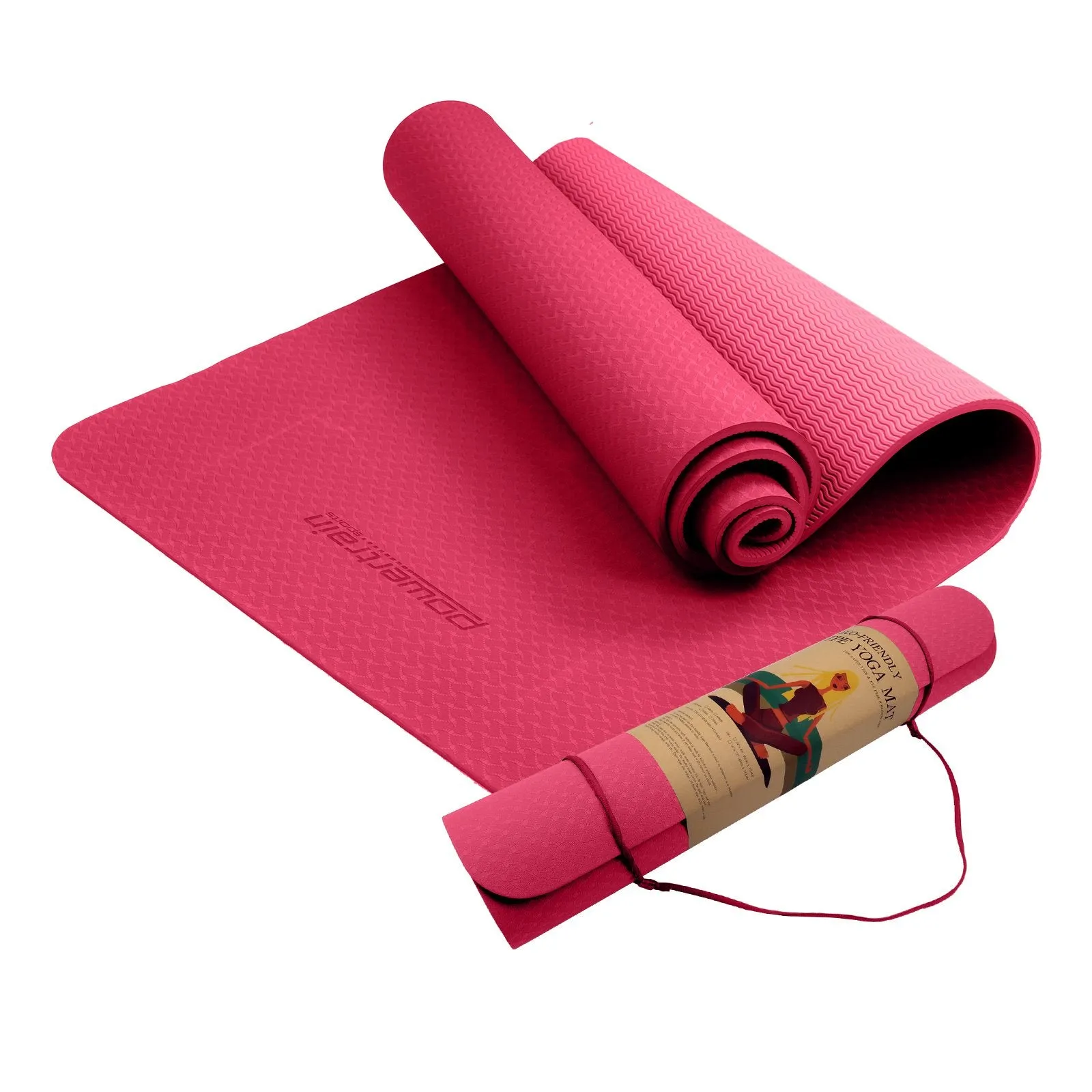 Eco-friendly 6mm Non-slip TPE Yoga Mat, Rose Pink - Powertrain