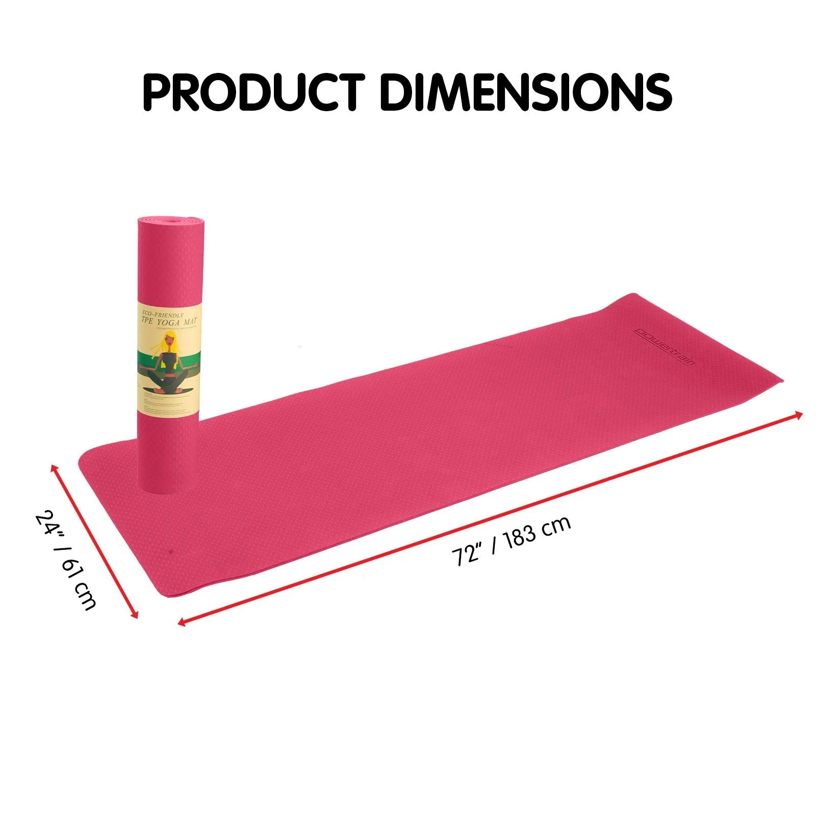 Eco-friendly 6mm Non-slip TPE Yoga Mat, Rose Pink - Powertrain