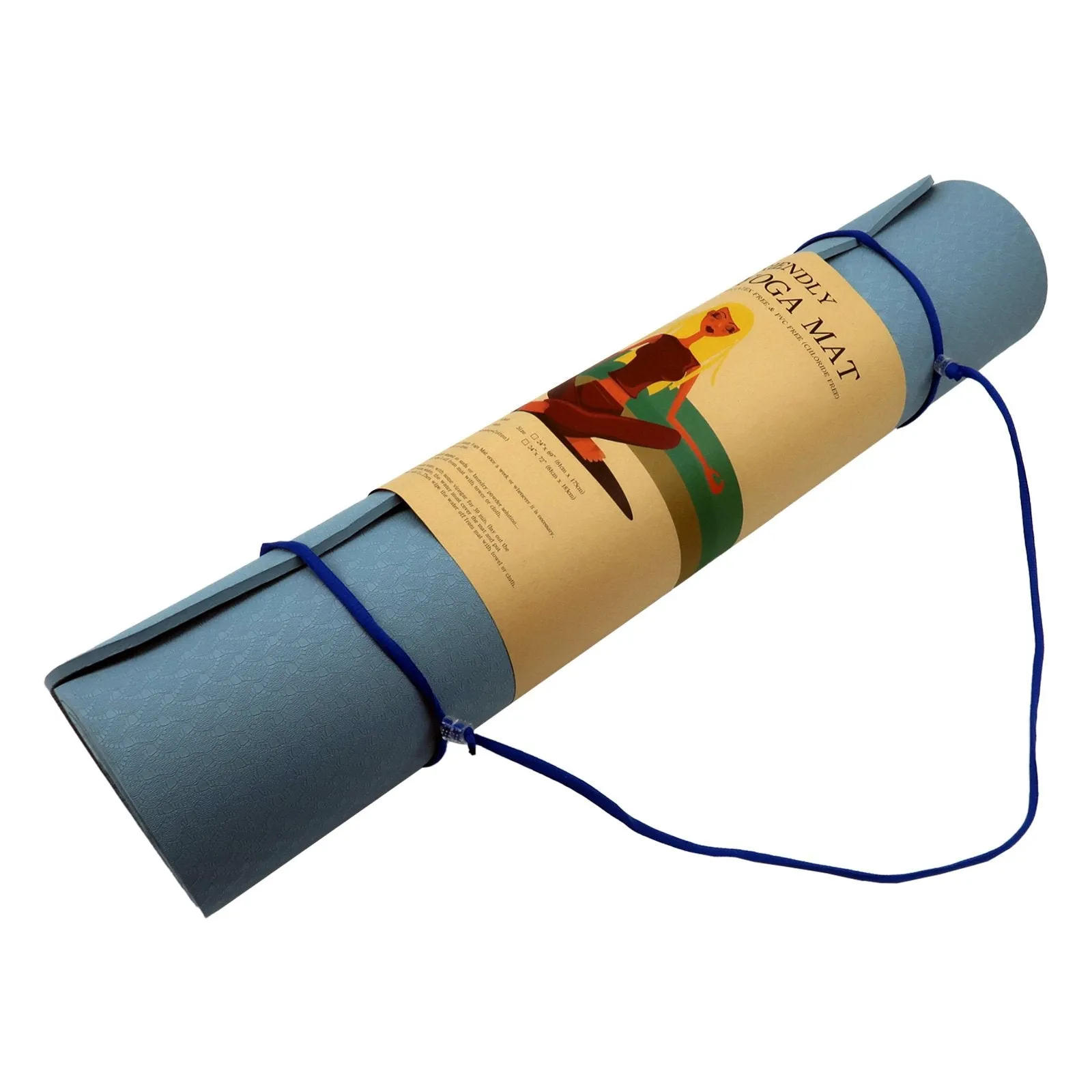 Eco-friendly Non-slip 6mm TPE Yoga Mat, Sky Blue   Strap