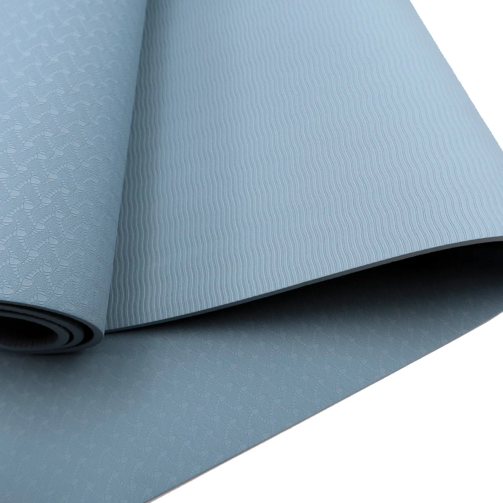 Eco-friendly Non-slip 6mm TPE Yoga Mat, Sky Blue   Strap