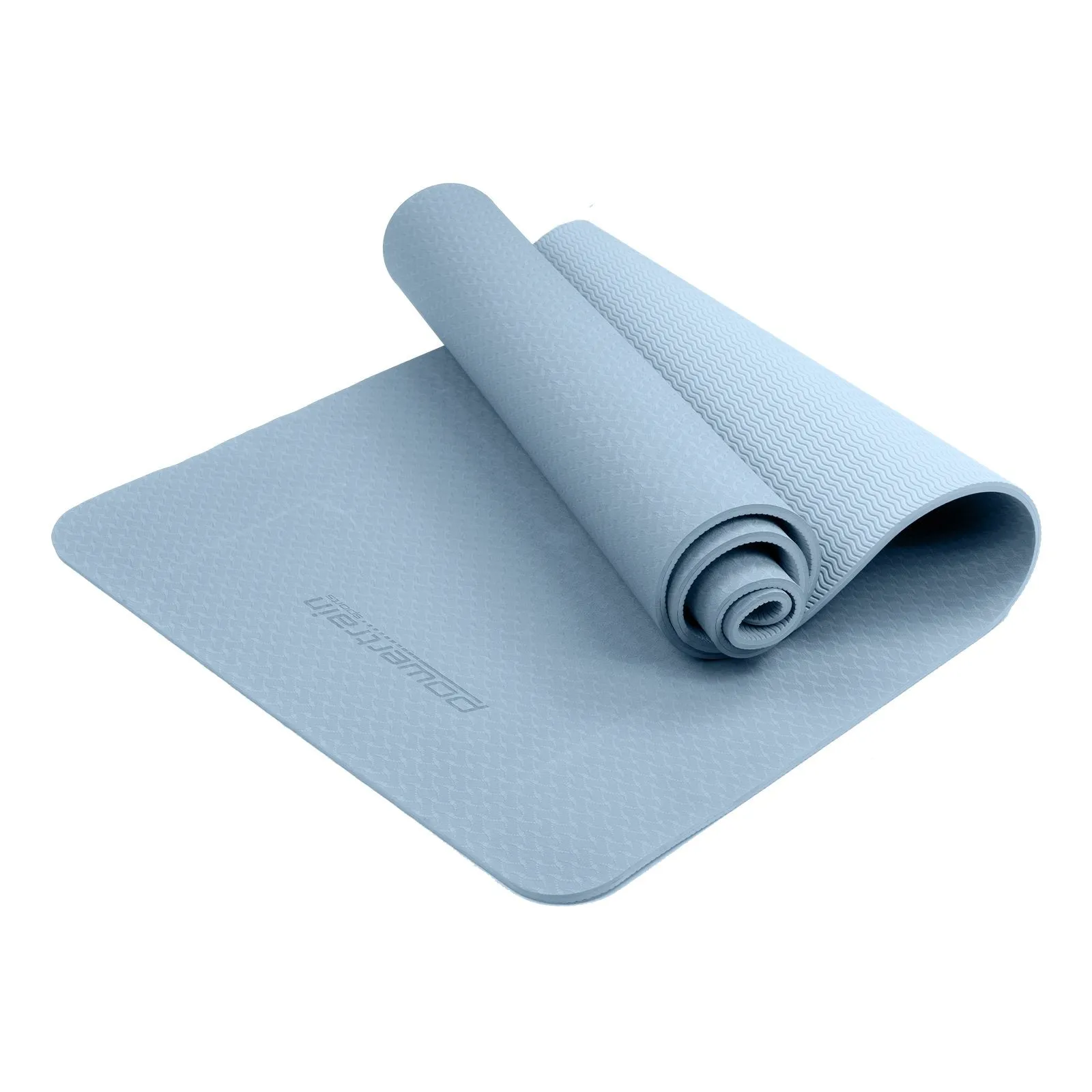 Eco-friendly Non-slip 6mm TPE Yoga Mat, Sky Blue   Strap