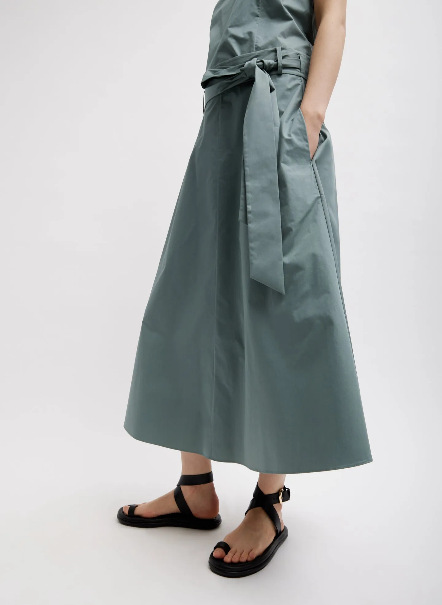 Eco Poplin Back Wrap Skirt