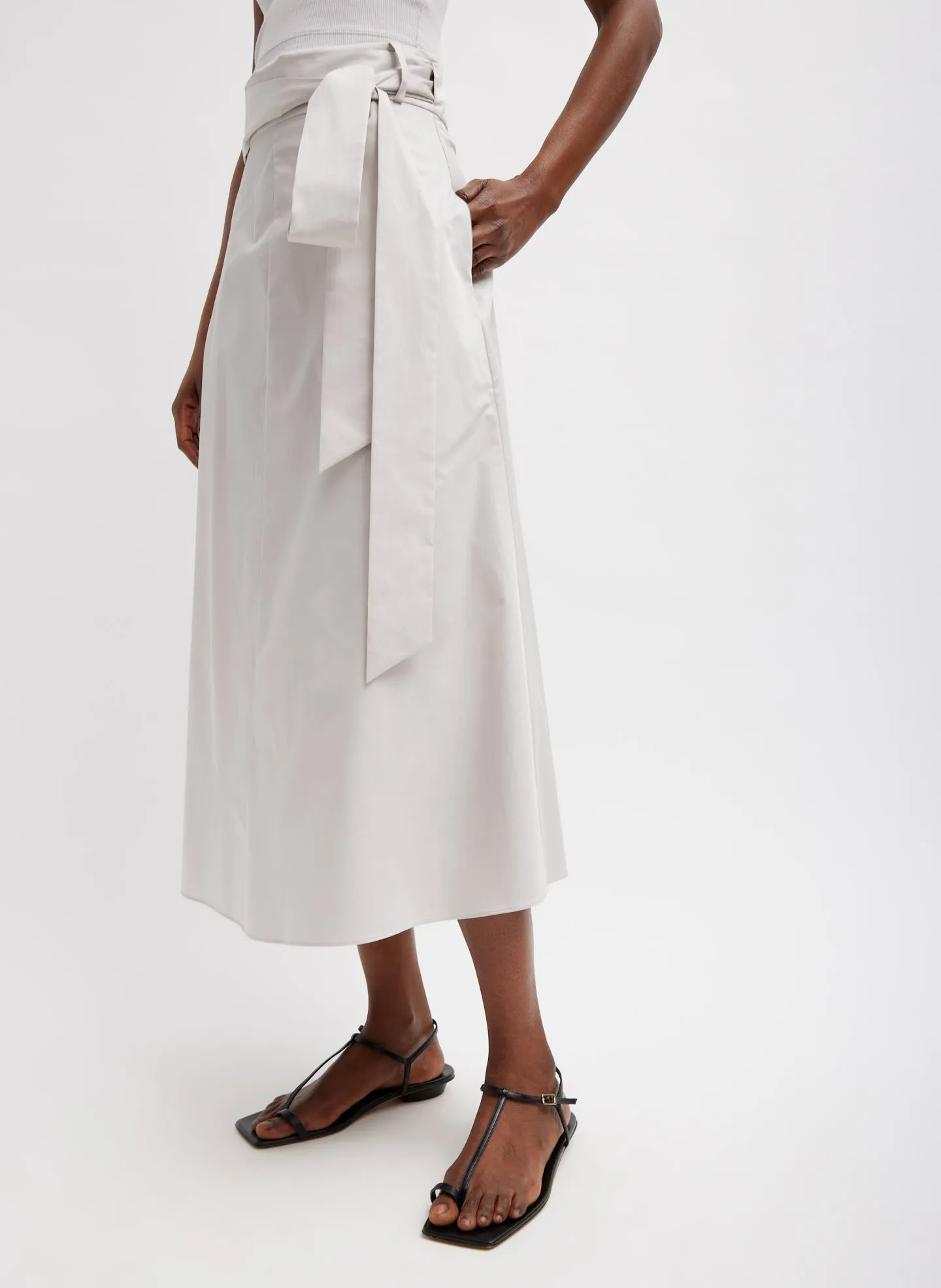 Eco Poplin Back Wrap Skirt