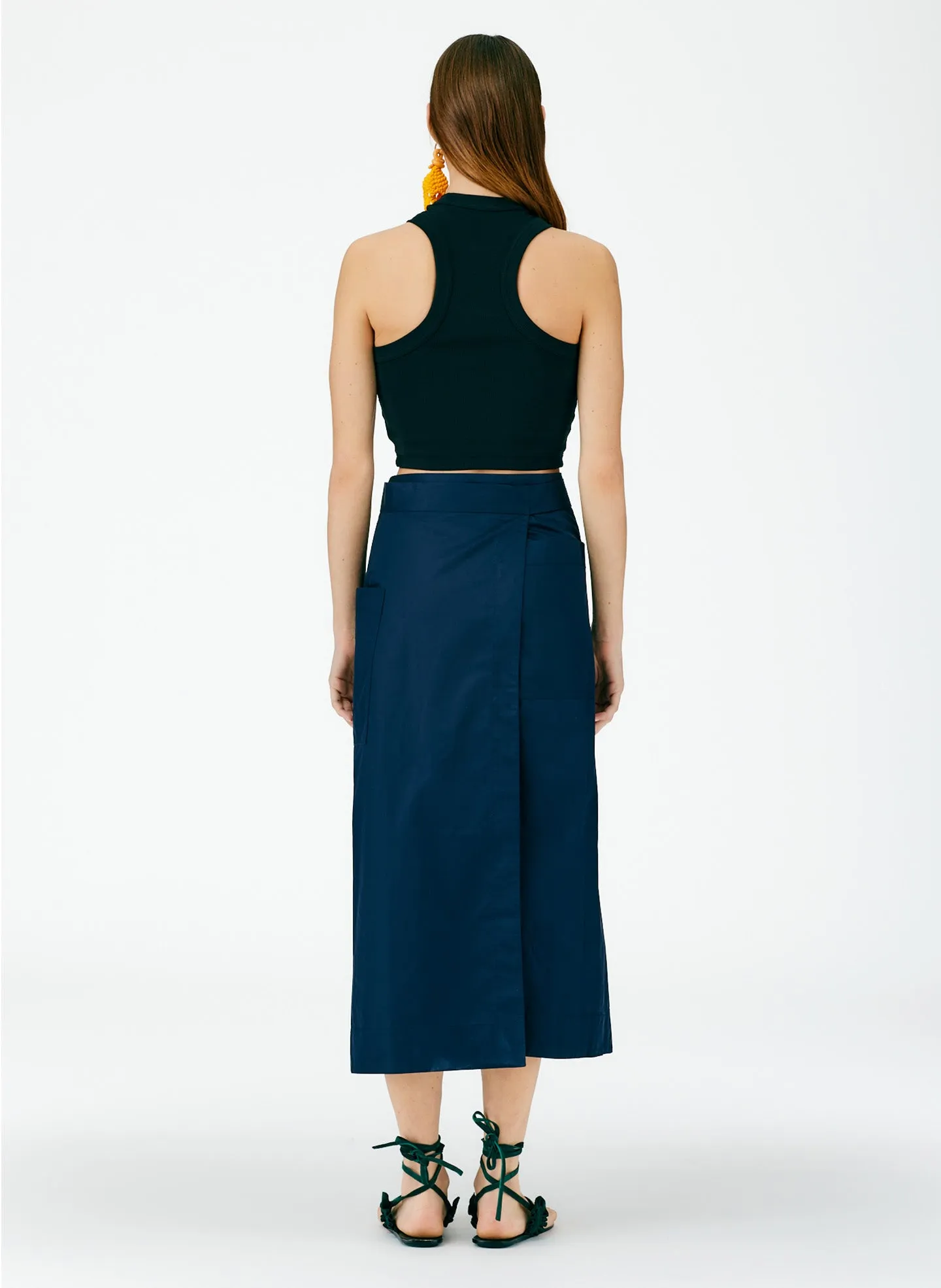 Eco Poplin Lean Back Wrap Skirt