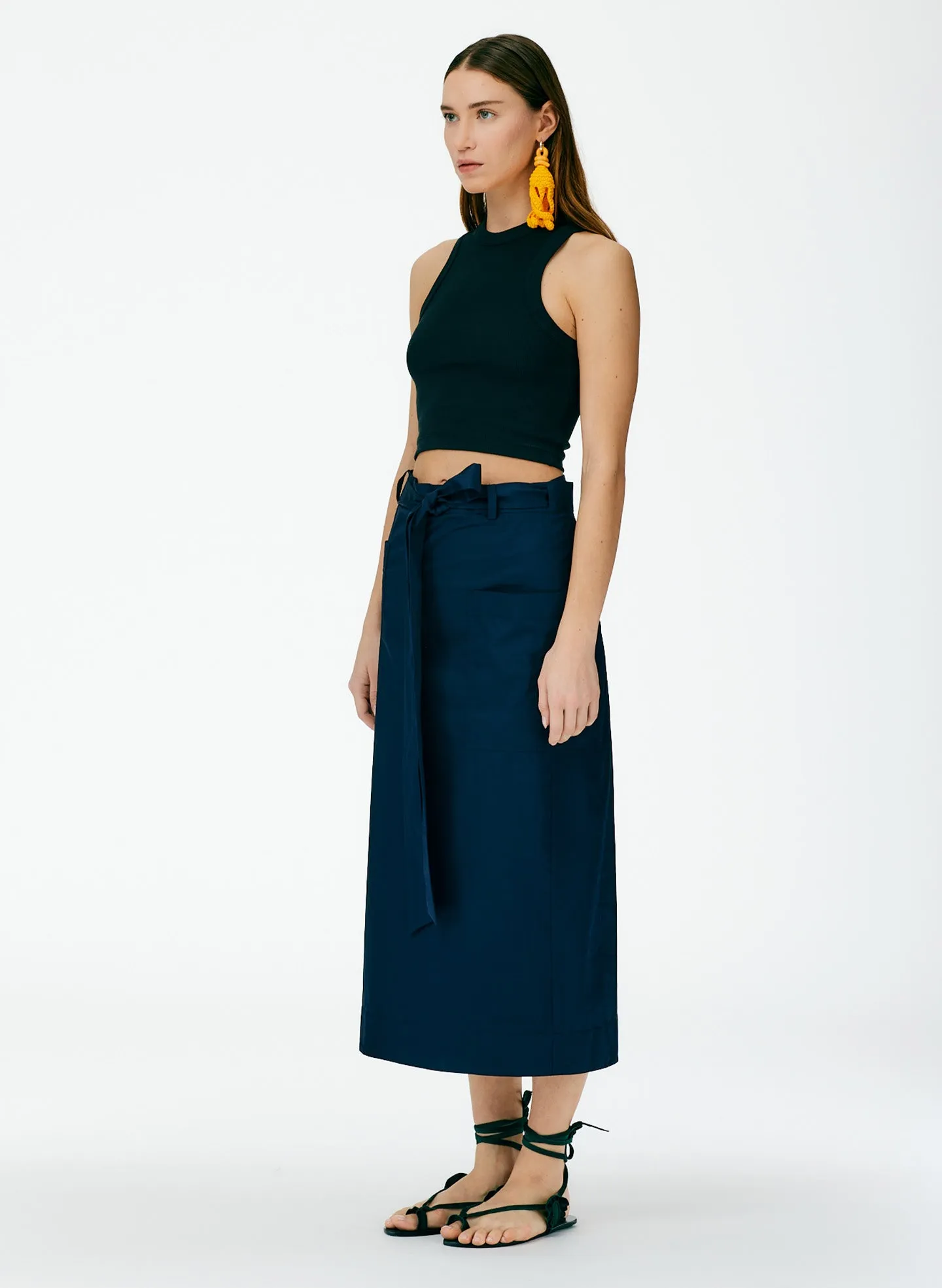 Eco Poplin Lean Back Wrap Skirt