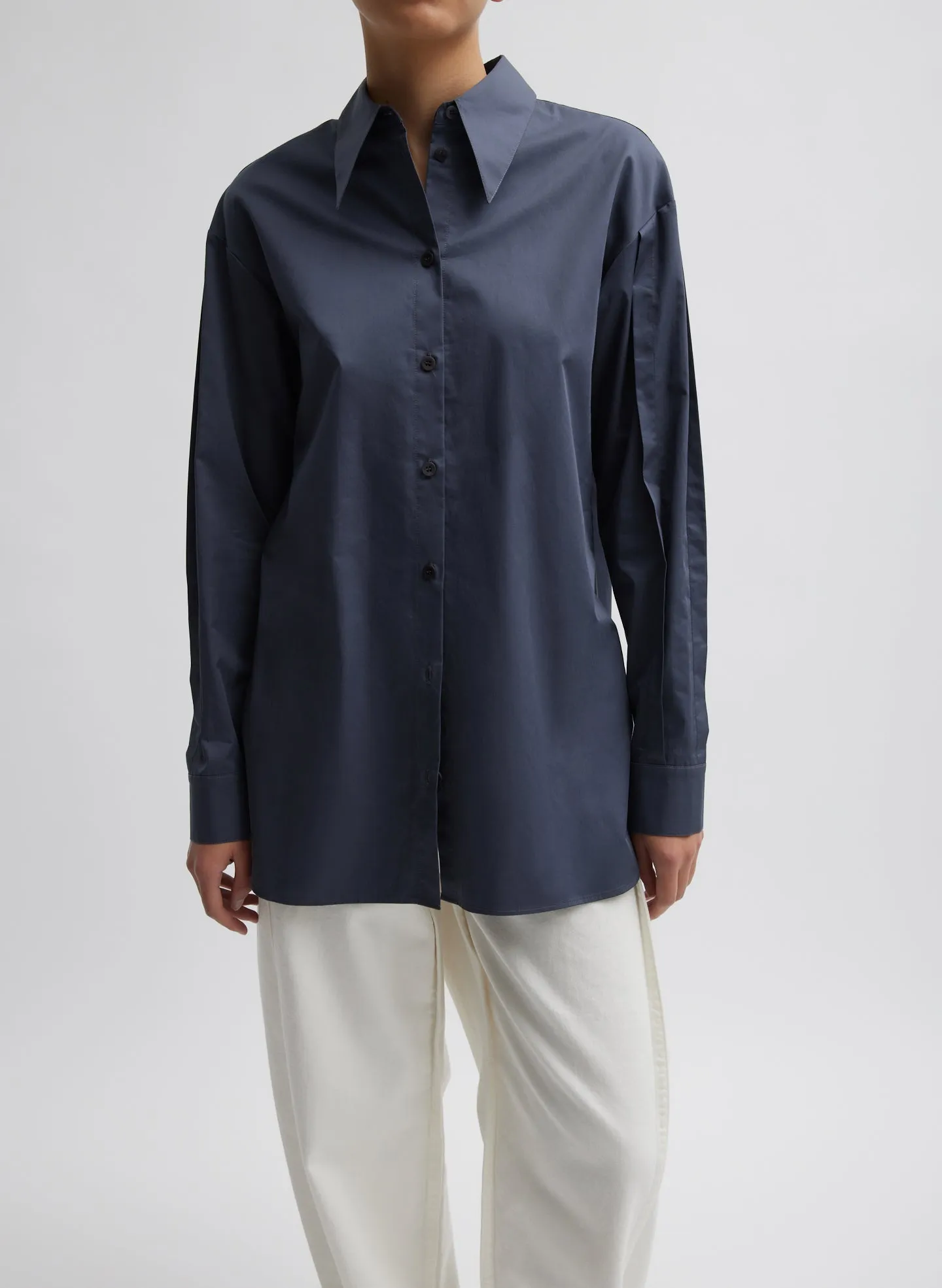 Eco Poplin Shirt With Tucked Sleeve