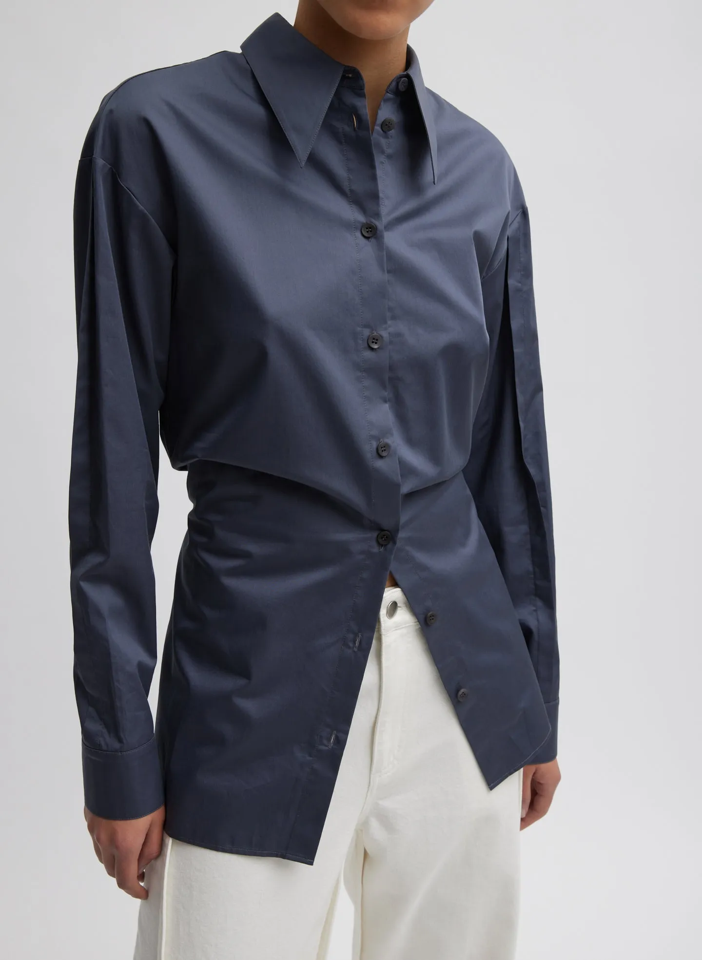 Eco Poplin Shirt With Tucked Sleeve