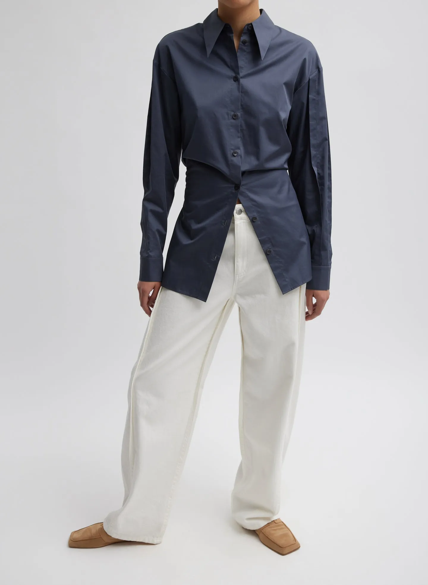 Eco Poplin Shirt With Tucked Sleeve