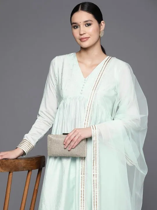 Empire Gotta Patti Chanderi Cotton Kurta with Trousers & With Dupatta