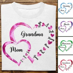 Family - Mom Grandma And Kids Heart - Personalized Unisex T-shirt