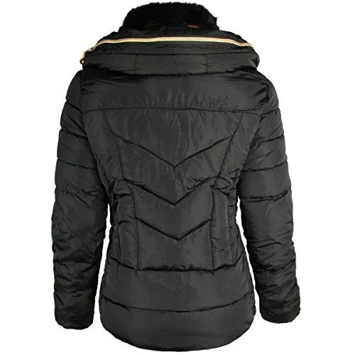 Fashion Thirsty Women's Quilted Hooded Winter Puffer Coat 6 Black