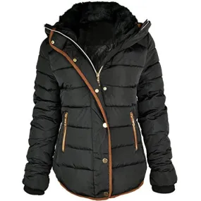 Fashion Thirsty Women's Quilted Hooded Winter Puffer Coat 6 Black