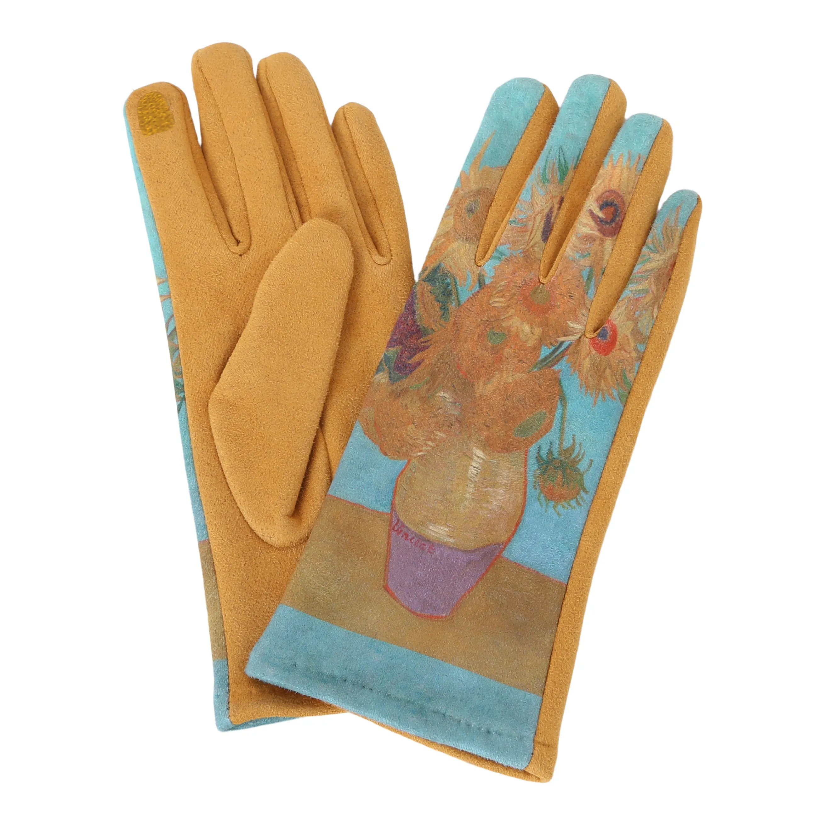 Fine Art van Gogh Sunflowers Texting Gloves