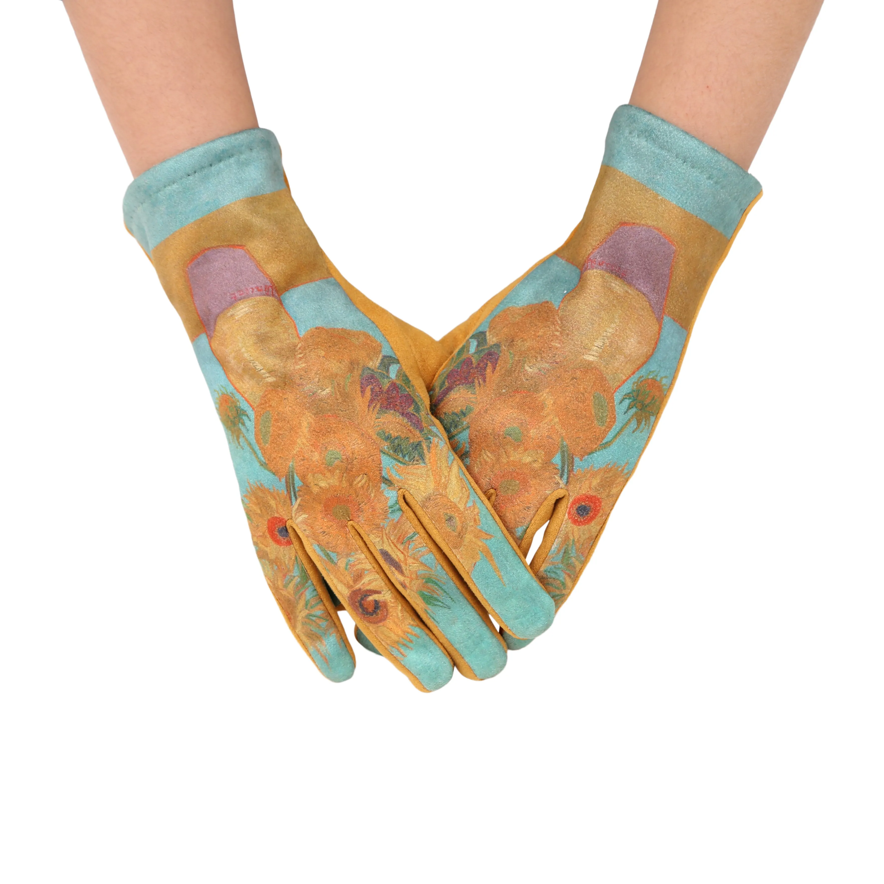 Fine Art van Gogh Sunflowers Texting Gloves