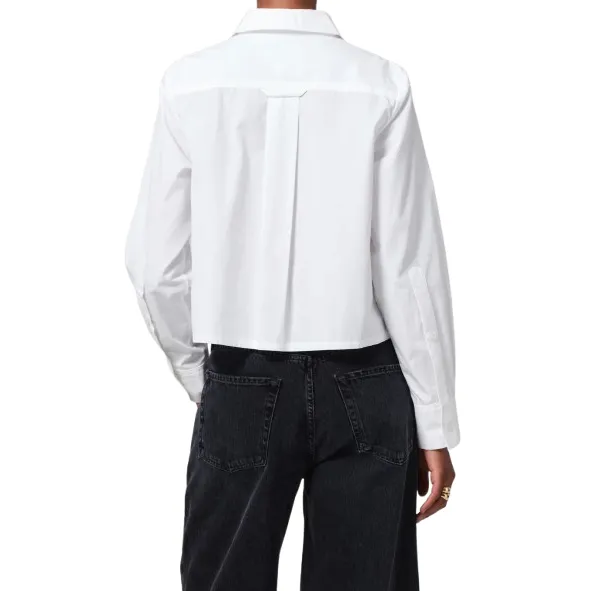 FINO BOXY CROP TUXEDO SHIRT