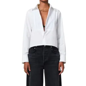 FINO BOXY CROP TUXEDO SHIRT