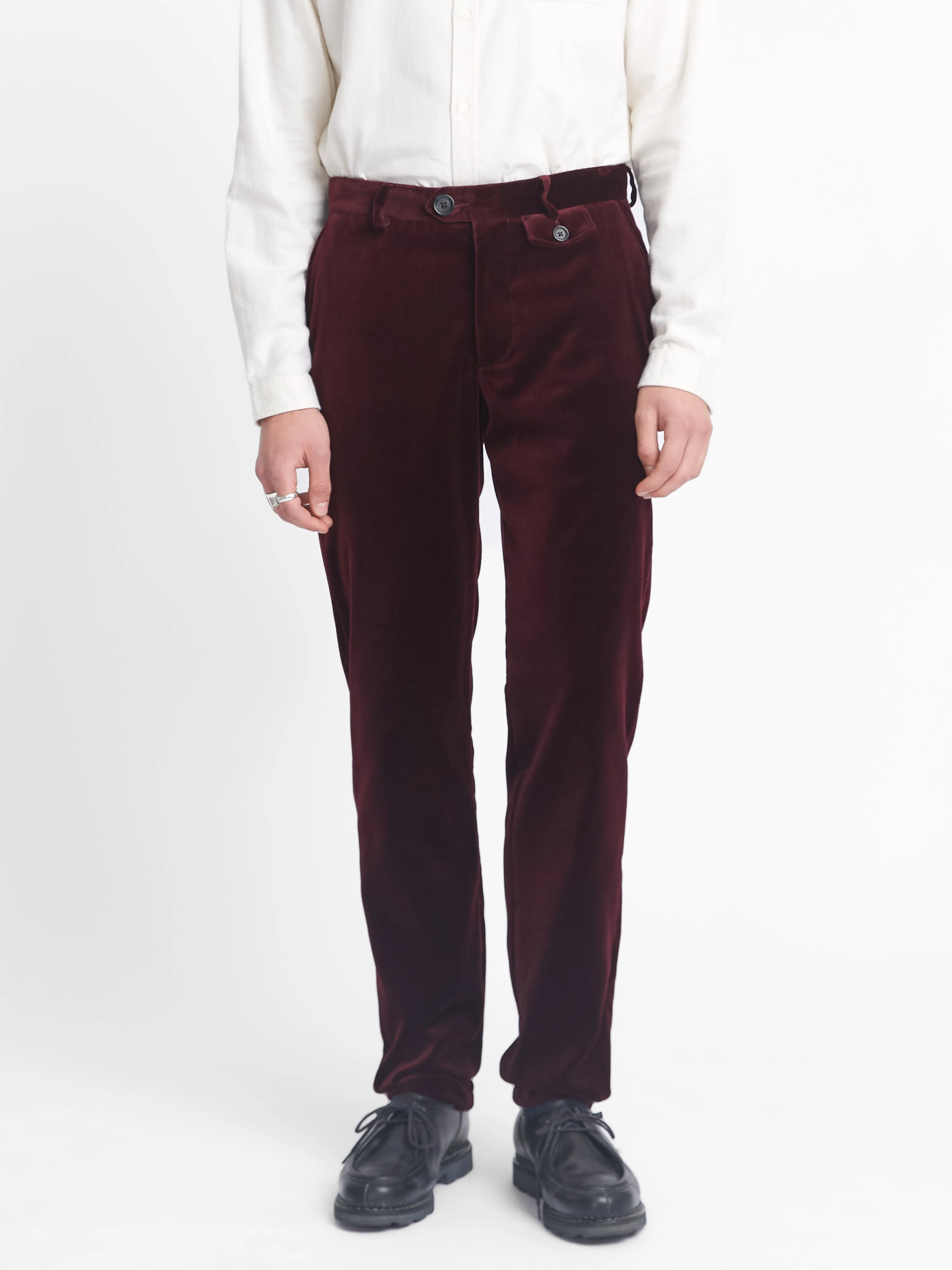 Fishtail Trousers Velvet Burgundy