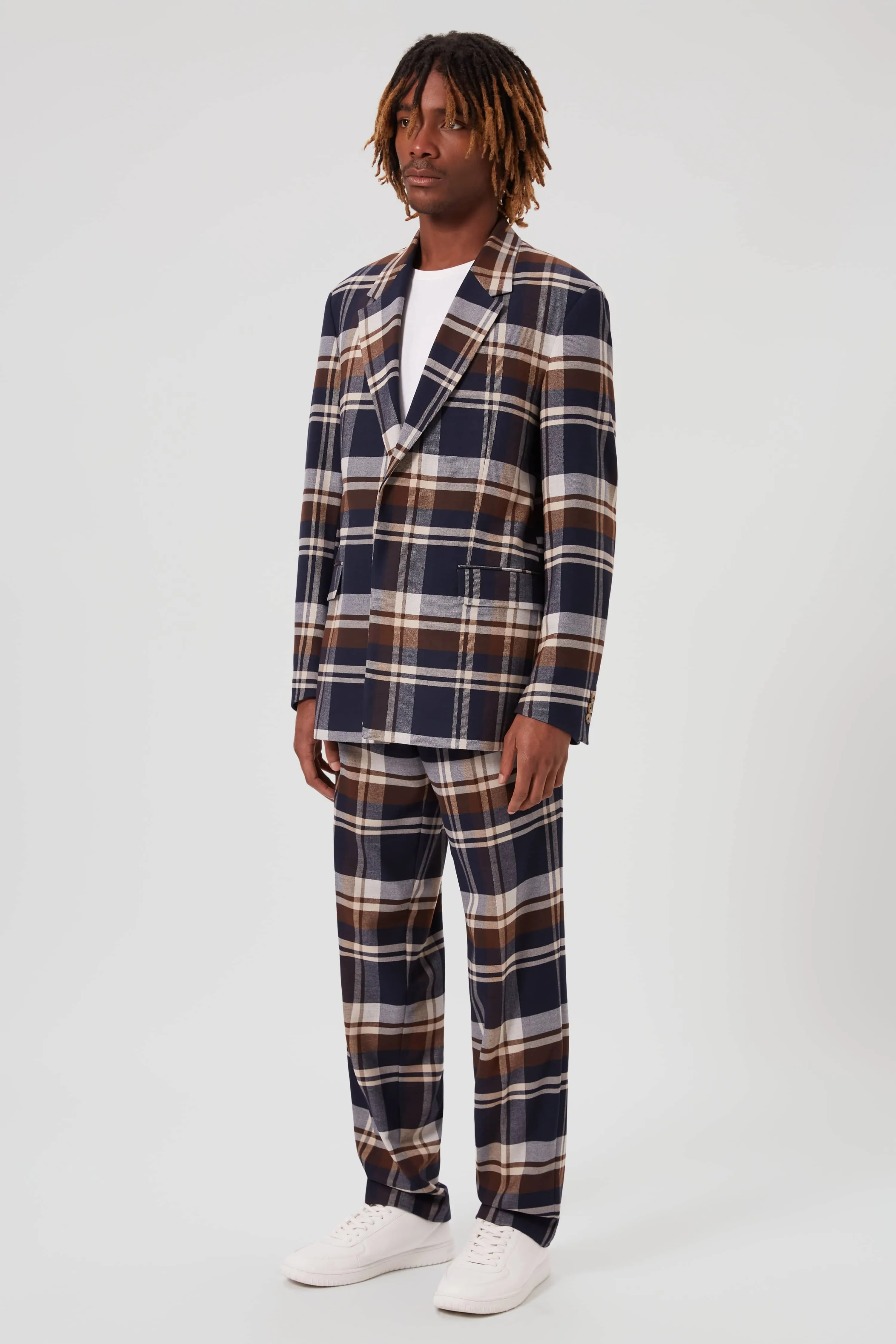 Fontaine Oversized Navy Check Trousers - ARCHIVE