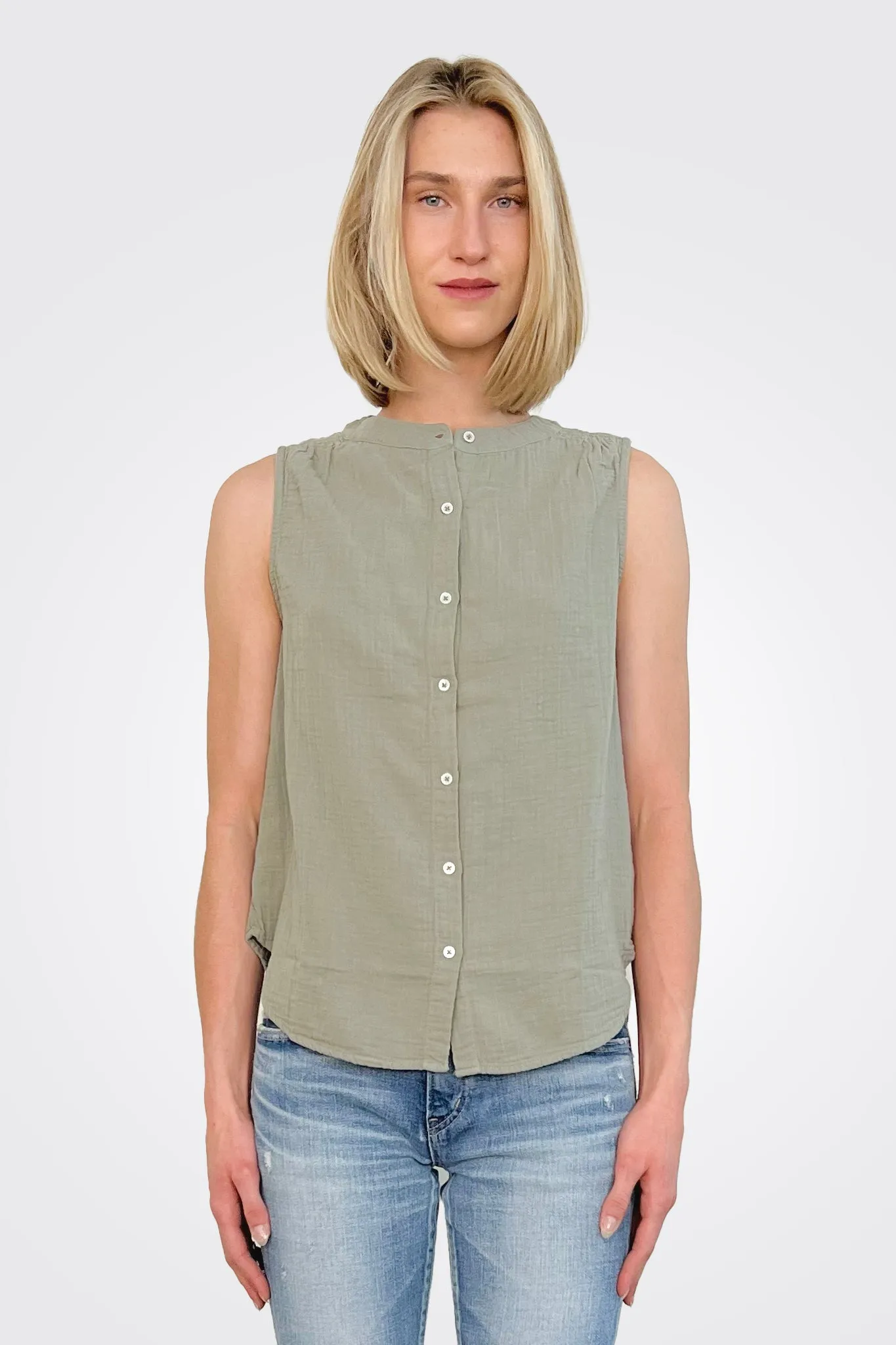 Gauze Button Down - Sage